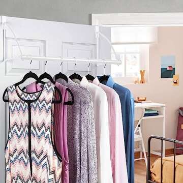 HOLDN’ STORAGE Over The Door Hanger - Door Rack Hangers for Clothes - Bathroom Over Door Hanger fo...