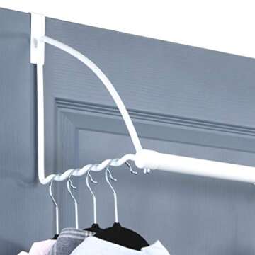 HOLDN’ STORAGE Over The Door Hanger - Door Rack Hangers for Clothes - Bathroom Over Door Hanger for Hanging Clothes & Towels - Over The Door Clothes Drying Rack, White