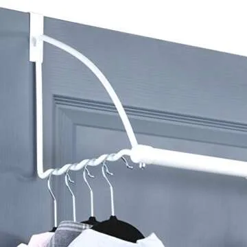 HOLDN’ STORAGE Over The Door Hanger - Door Rack Hangers for Clothes - Bathroom Over Door Hanger for Hanging Clothes & Towels - Over The Door Clothes Drying Rack, White