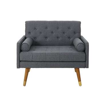 Christopher Knight Home Nour Fabric Mid-Century Modern Club Chair, Dark Gray, Natural