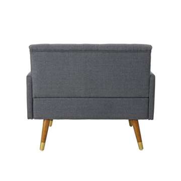 Christopher Knight Home Nour Fabric Mid-Century Modern Club Chair, Dark Gray, Natural