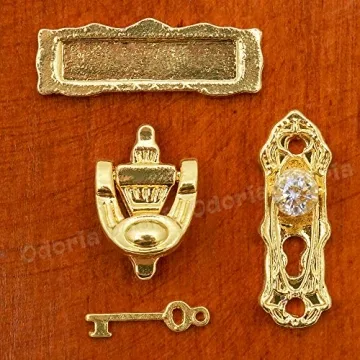 Odoria Miniature Door Knob Knocker Set for Dollhouses