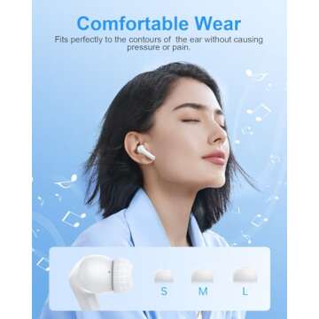 HUIFU Ear Buds Wireless Earbuds - Bluetooth Headphones 40H Playtime LED Display Deep Bass Stereo in-Ear Earphones with IPX7 Waterproof for iPhone Android Phone Tablet Laptop, Pure White