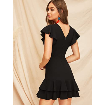 Versatile Floerns Ruffle Hem Flutter Sleeve Dress