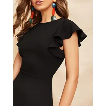 Versatile Floerns Ruffle Hem Flutter Sleeve Dress