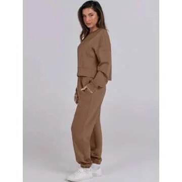 Stylish ANRABESS Women's Cropped Sweatshirt & Joggers