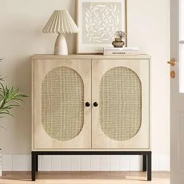 IDEALHOUSE Rattan Storage Buffet Cabinet for Elegant Organization