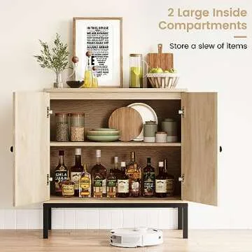 IDEALHOUSE Rattan Storage Buffet Cabinet for Elegant Organization