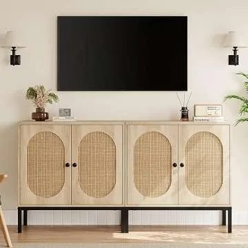 IDEALHOUSE Rattan Storage Buffet Cabinet for Elegant Organization