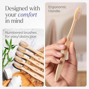 VIVAGO Bamboo Toothbrushes Medium Bristles 10 Pack - BPA Free Medium Bristles Toothbrushes for Adults | Eco-Friendly, Compostable & Biodegradable Toothbrush | Natural Wooden Toothbrushes