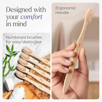 VIVAGO Bamboo Toothbrushes Medium Bristles 10 Pack - BPA Free Medium Bristles Toothbrushes for Adults | Eco-Friendly, Compostable & Biodegradable Toothbrush | Natural Wooden Toothbrushes