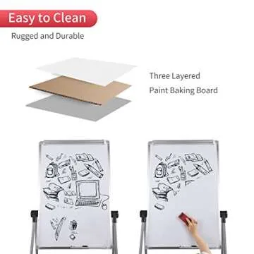 Double-Sided Magnetic Whiteboard: Portable & Adjustable