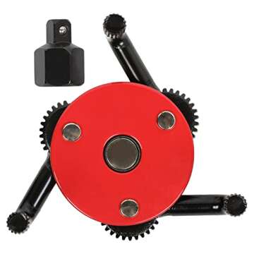 ARES 56059 – Large Size Adjustable Magnetic 3-Jaw Oil Filter Wrench – Fits Spin-On Oil Filters from 2-3/4-Inch to 5-1/4-Inch Diameters – Includes 3/8 Inch to 1/2 Inch Drive Adapter – Magnetic Base