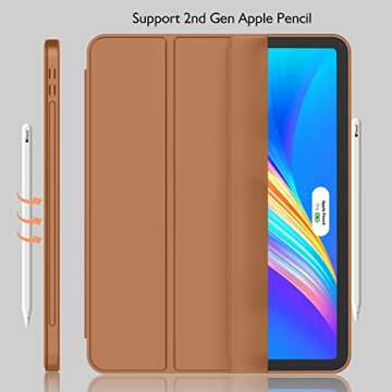 iMieet New iPad Pro 11 Inch Case 2022(4th Gen)/ 2021(3rd Gen) with Pencil Holder [Support iPad 2nd Pencil Charging/Pair],Trifold Stand Smart Case with Soft TPU Back,Auto Wake/Sleep(Brown)