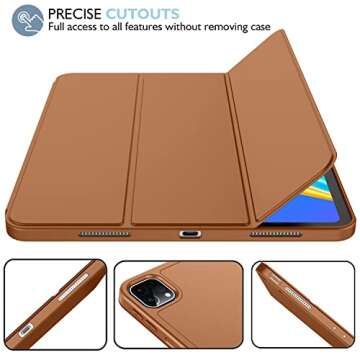 iMieet New iPad Pro 11 Inch Case 2022(4th Gen)/ 2021(3rd Gen) with Pencil Holder [Support iPad 2nd Pencil Charging/Pair],Trifold Stand Smart Case with Soft TPU Back,Auto Wake/Sleep(Brown)