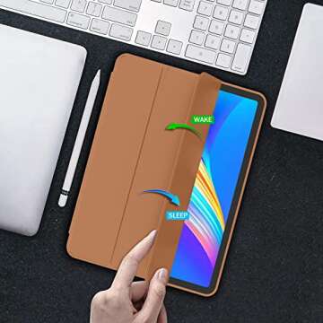 iMieet New iPad Pro 11 Inch Case 2022(4th Gen)/ 2021(3rd Gen) with Pencil Holder [Support iPad 2nd Pencil Charging/Pair],Trifold Stand Smart Case with Soft TPU Back,Auto Wake/Sleep(Brown)