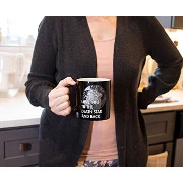 Star Wars Love You To The Death Star And Back Ceramic Coffee Mug | Han Solo and Princess Leia, Disney Kitchen Accessories | Drinkware For Home Bar Set | Holds 20 Ounces