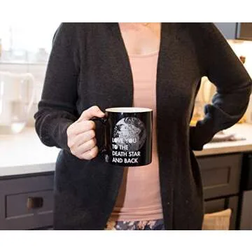 Star Wars Love You To The Death Star And Back Ceramic Coffee Mug | Han Solo and Princess Leia, Disney Kitchen Accessories | Drinkware For Home Bar Set | Holds 20 Ounces