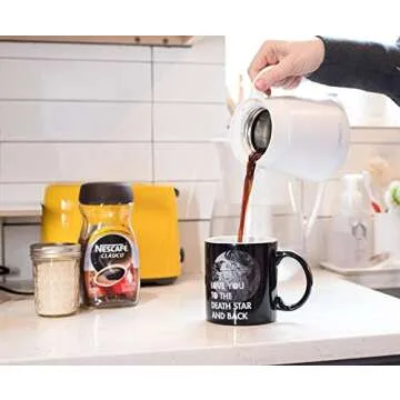 Star Wars Love You To The Death Star And Back Ceramic Coffee Mug | Han Solo and Princess Leia, Disney Kitchen Accessories | Drinkware For Home Bar Set | Holds 20 Ounces