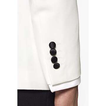 Opposuits Men's Formal Outfit - Premium Tuxedo Suit - Christmas - Slim Fit - White and Black - Includes Blazer, Pants and Bow tie