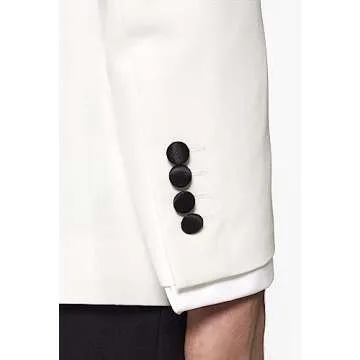 Opposuits Men's Formal Outfit - Premium Tuxedo Suit - Christmas - Slim Fit - White and Black - Includes Blazer, Pants and Bow tie