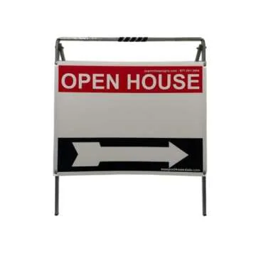 EZee Post Open House Sign (5-Pack), Metal A-Frame, Real Estate Yard Sign- Red/White/Black