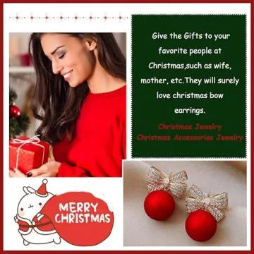 Red Bow Earrings for Women Trendy Rhinestone Bow Pearl Dangle Earrings for Women Cute Stuff Bow Jewelry Prom Wedding Party Valentines Day Gifts