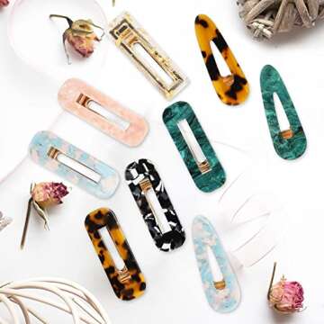 FALADOO 30pcs Resin Hair Clips Set, Acrylic Alligator Clips Hair Accessories Leopard Print Hair Barr...