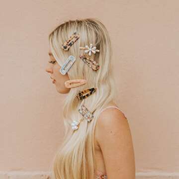 FALADOO 30pcs Resin Hair Clips Set, Acrylic Alligator Clips Hair Accessories Leopard Print Hair Barrettes for Women (Multicolor-30pcs)