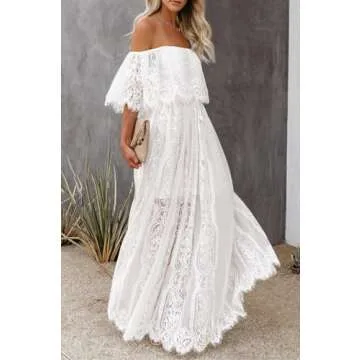 Elegant HOYISHION Off Shoulder Lace Maxi Dress