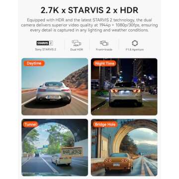 Vantrue N2X 2.7K Front and Inside Dash Cam with 5G WiFi, HDR Night Vision & LTE Support