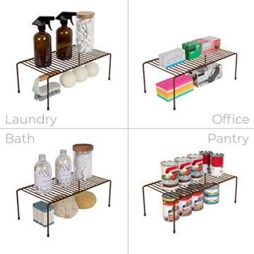 Smart Design Classic Storage Shelf – Large (8.5 x 16 in.), Bronze – Sturdy Steel Pantry Organizer with Rust-Resistant Finish and Non-Slip Feet for Easy Home Organization and Storage