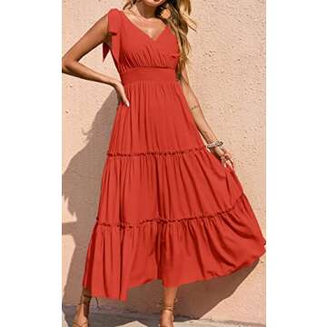 PRETTYGARDEN Women's Cross Neck Summer Sleeveless Tiered Maxi Dress Beach Tie Strap Smocked Long Dre...