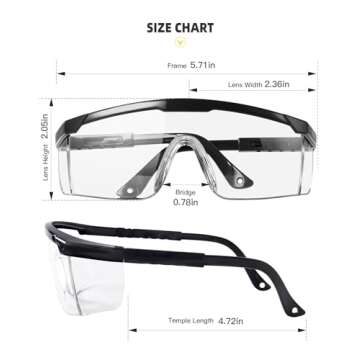 PACIFIC PPE 2 Pack Safety Glasses with Anti-fog Coating and Adjustable Fit
