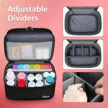 Mancro Dual Layers Medicine Organizer Bag, Pill Bottle Organizer Storage with Lockable Zipper, Medication Travel Bag for Pills, Vitamins, Medical Supplies for Home Storage, Black