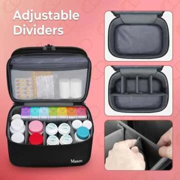 Mancro Dual Layers Medicine Organizer Bag, Pill Bottle Organizer Storage with Lockable Zipper, Medication Travel Bag for Pills, Vitamins, Medical Supplies for Home Storage, Black