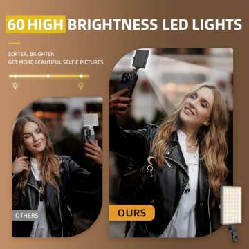 Youlisn Selfie Light for Phone, 60 LED Phone Light with Rechargeable Clip and Adjusted 3 Light Modes, 2000mAh Video Light for iPhone iPad, Laptop, Makeup, TikTok, Selfie, Vlog, Video Conference