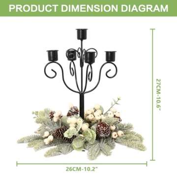 RoseCraft Black Candle Holder for Christmas & Year-Round Decor