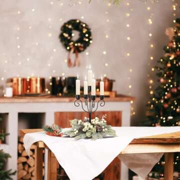 RoseCraft Black Candle Holder for Christmas & Year-Round Decor