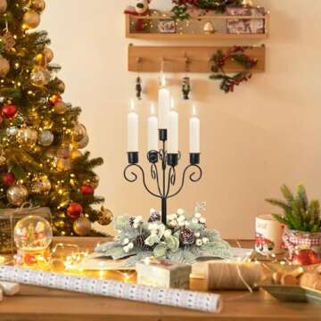 RoseCraft Black Candle Holder for Christmas & Year-Round Decor