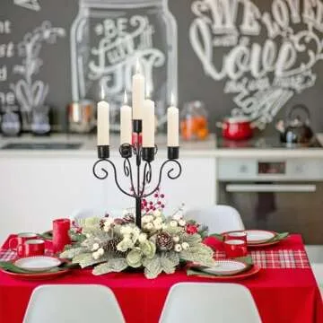 RoseCraft Black Candle Holder for Christmas & Year-Round Decor