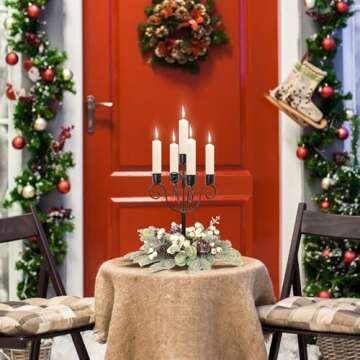 RoseCraft Black Candle Holder for Christmas & Year-Round Decor