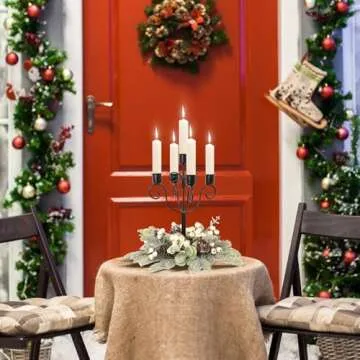 RoseCraft Black Candle Holder for Christmas & Year-Round Decor