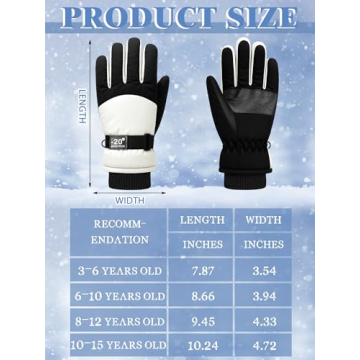 SATINIOR 2 Pairs Kids Waterproof Winter Snow Gloves Ski Gloves for Boy Girl Outdoor Warm Thickening Snowboard(Beige, Khaki,10-15 Years)