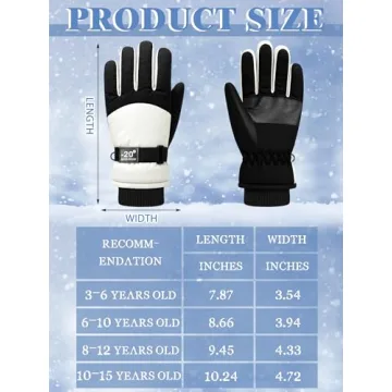 SATINIOR 2 Pairs Kids Waterproof Winter Snow Gloves Ski Gloves for Boy Girl Outdoor Warm Thickening Snowboard(Beige, Khaki,10-15 Years)