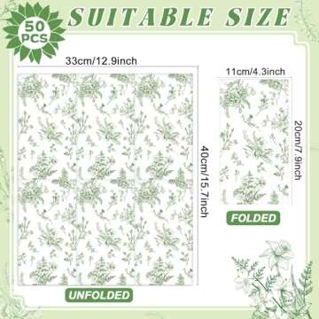 50 Pcs Green Floral Guest Napkins Greenery Floral Party Supplies Sage Green Floral Hand Towel Green ...