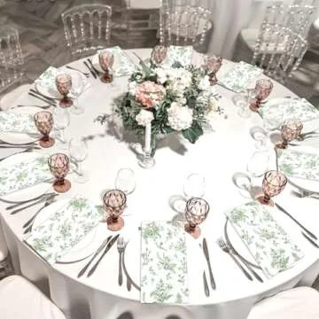 50 Pcs Green Floral Guest Napkins Greenery Floral Party Supplies Sage Green Floral Hand Towel Green Flower Dinner Luncheon Napkins Party Decor for Spring Summer Birthday Baby Shower Bathroom Favor