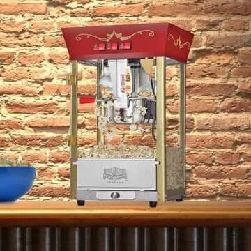 Matinee Countertop Popcorn Machine – 3 Gallon Popcorn Popper, 8oz Kettle, Warmer, and 24 All-In-One Popcorn Packs by Great Northern Popcorn (Red)