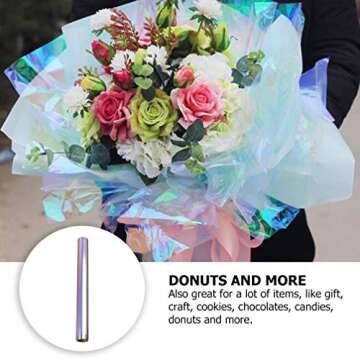 ARTIBETTER Cellophane Wrap Paper Rainbow Iridescent Film Paper Flower Florist Wrapping Bouquet Packaging Valentine Rose Wrap Birthday Holiday Present Package