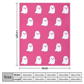 2024 Halloween Viral Pink Ghost Blanket Flannel Reversible Super Soft for All Seasons Blankets Kawaii Plush Cute Throw Blanket for Bedroom Bed Living Room Sofa Couch 40"x50"